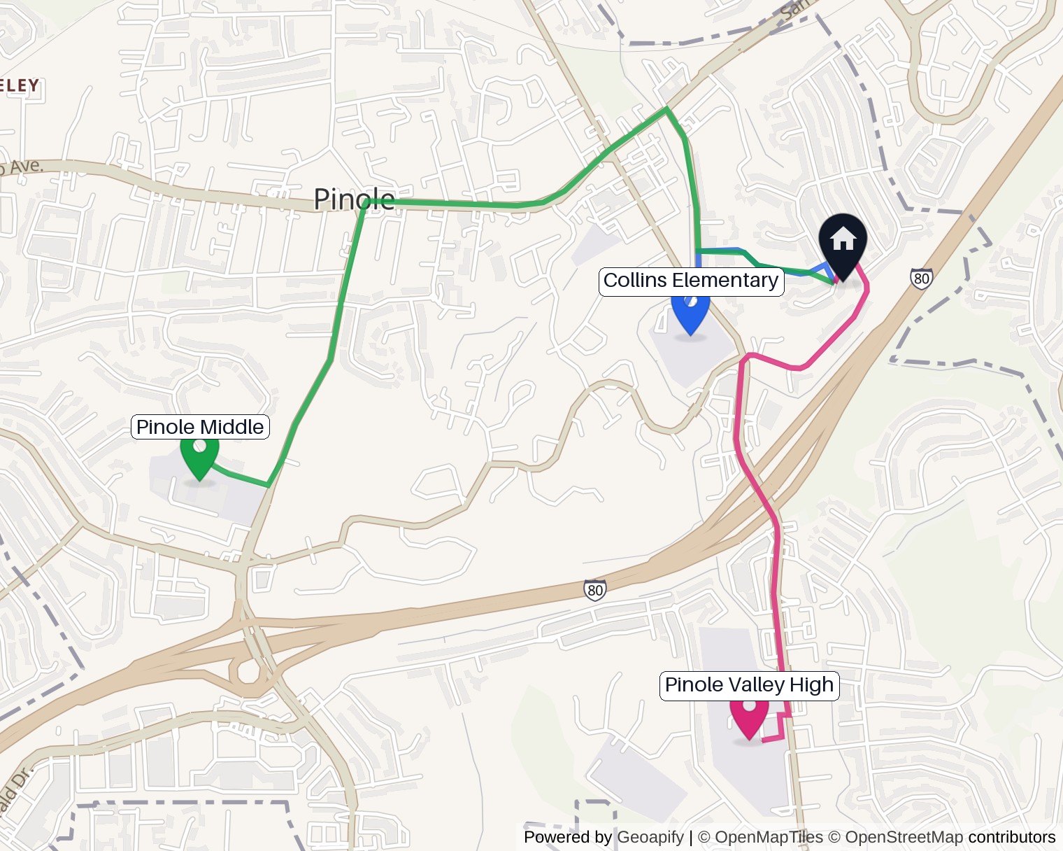 2571 Francis Dr — assigned schools map
